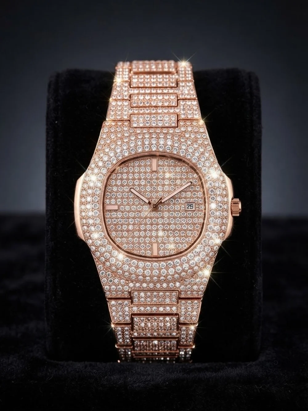 Luxury Rose Gold Pave Watch - Expensive Style NEW!